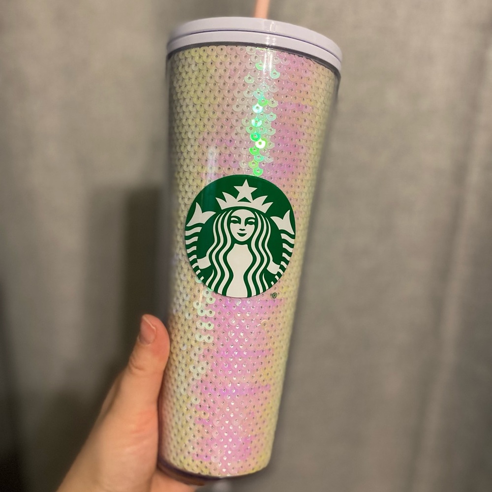 Holiday 2020 Release Starbucks Pink Iridescent Sequins Tumbler